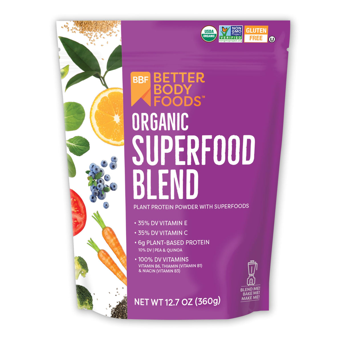 BetterBody Foods Organic Superfood Powder with Protein - 12.7 oz