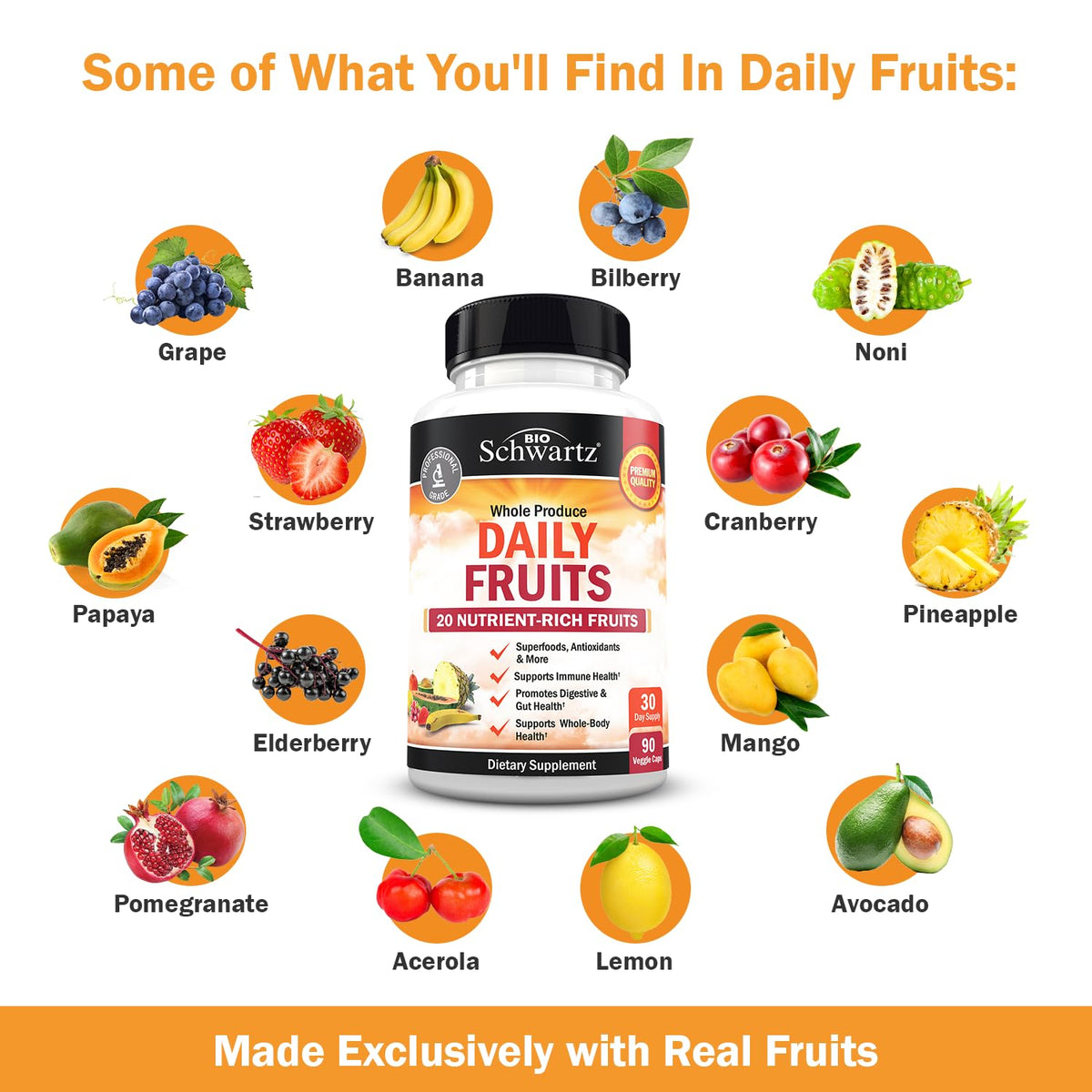 BioSchwartz Daily Fruits and Veggies Supplement for Women and Men