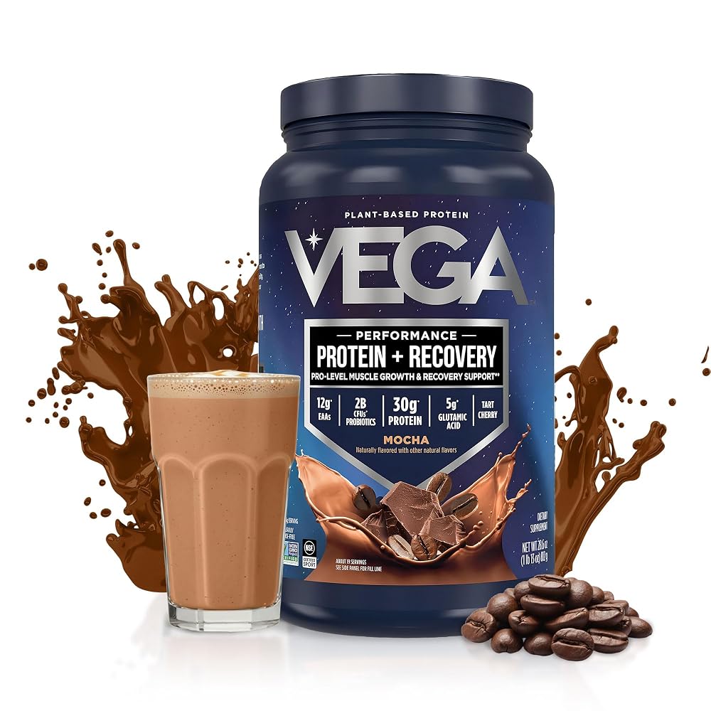 Vega Protein + Recovery Mocha Plant-Based Protein Powder - Pack of 12