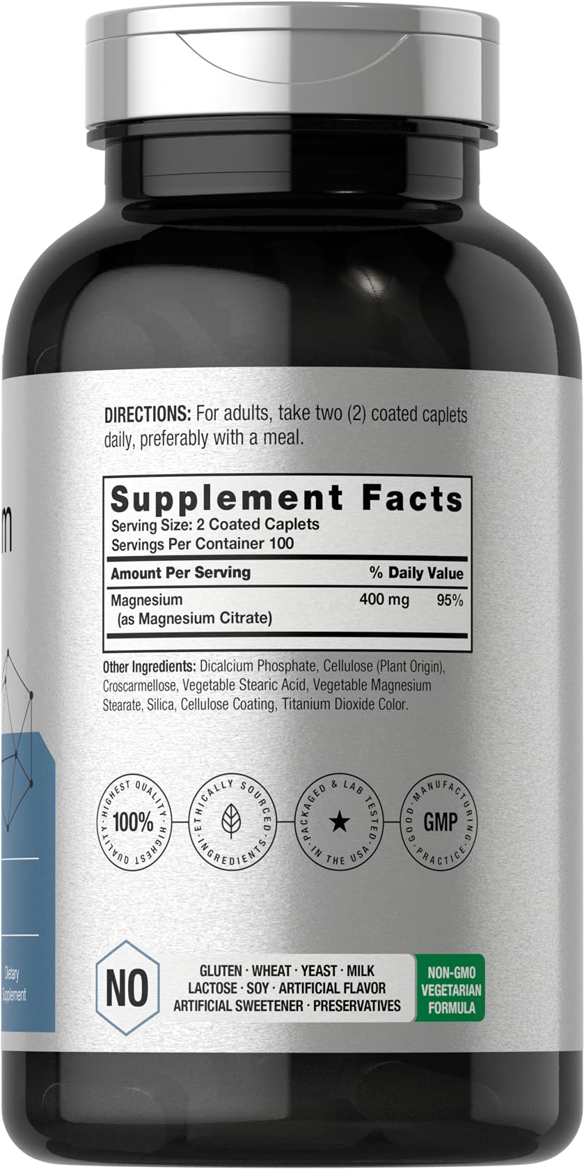 Horbäach Magnesium Citrate 400mg - 200 Caplets - image 2