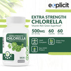 eXplicit Supplements Chlorella Superfood Capsules 1000mg - 60 Capsules - image 2