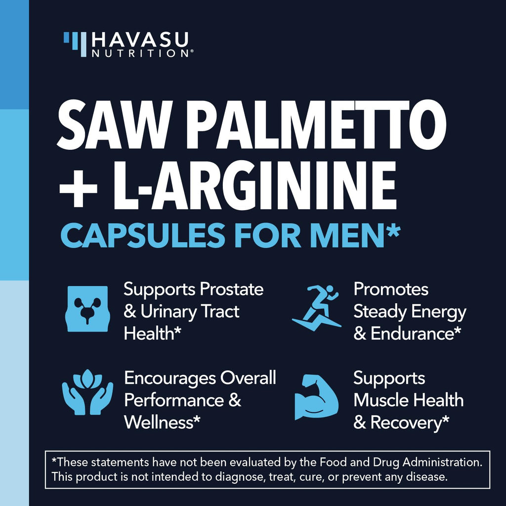 Havasu Nutrition Saw Palmetto & L-Arginine for Men's Health - 60 Capsules - image 3