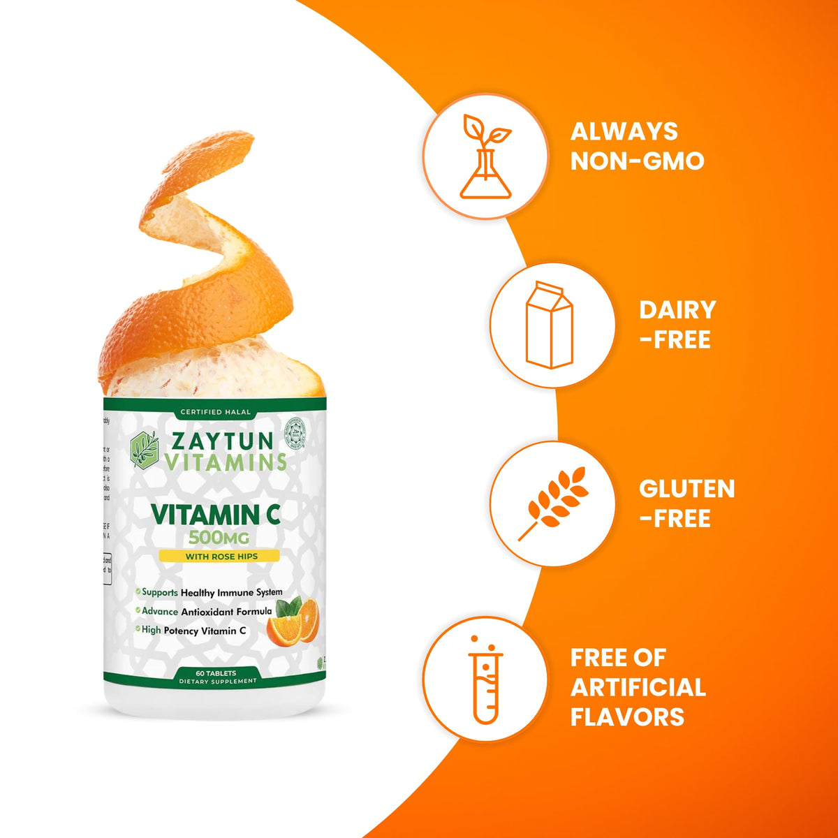 Zaytun Halal Vitamin C 500mg Immune Support - 60 Tablets - image 4