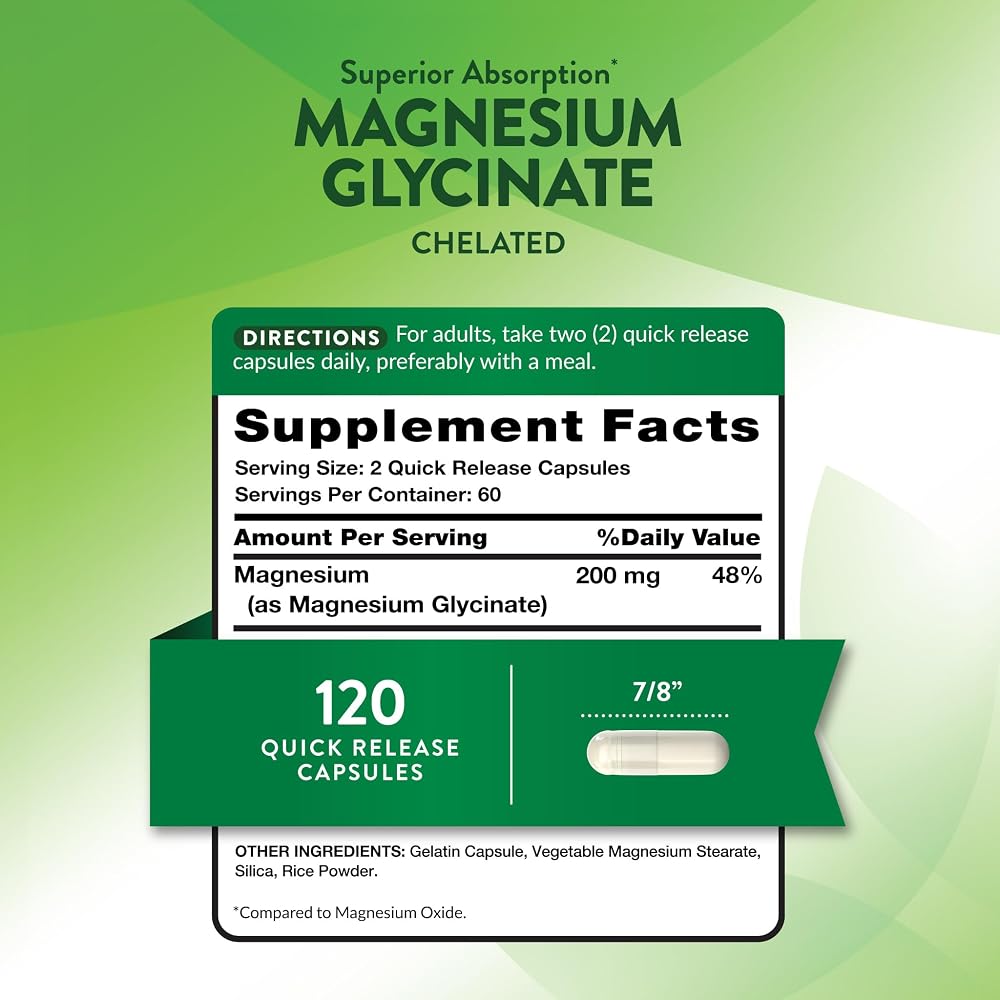 Nature's Truth Magnesium Glycinate 200mg - 120 Capsules - image 2