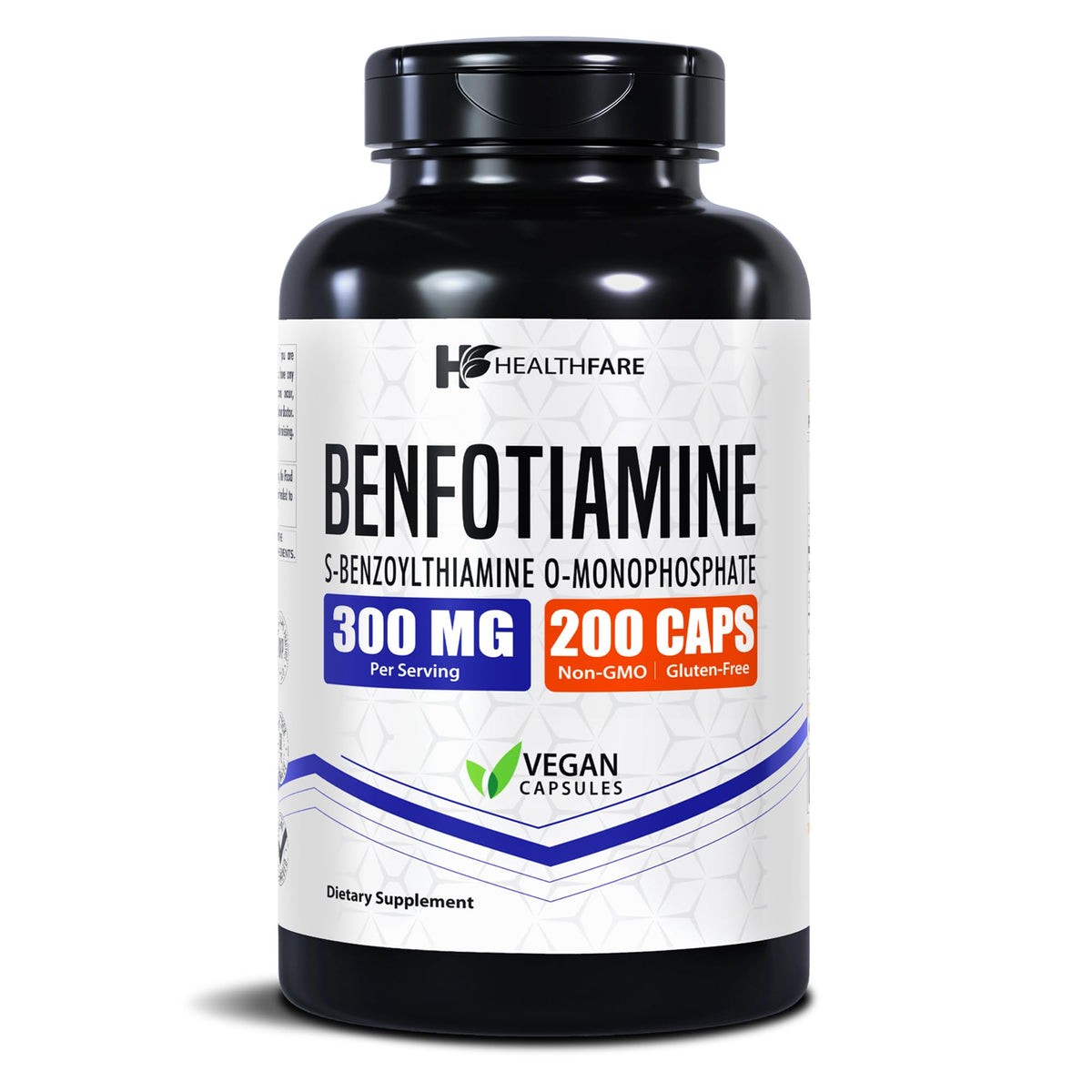 Healthfare Benfotiamine 300mg Vitamin B1 - 200 Vegetarian Capsules