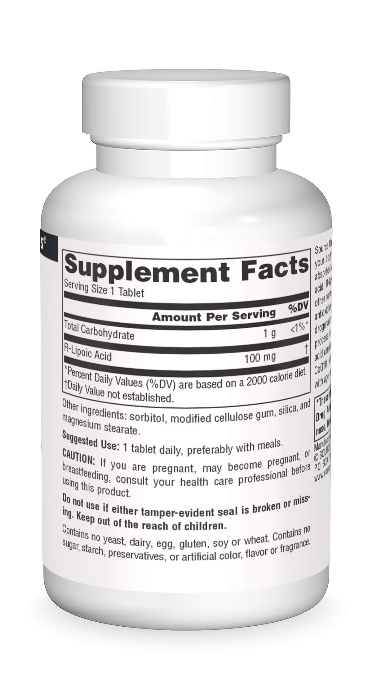 Source Naturals R-Lipoic Acid 100mg - 60 Tablets - image 3
