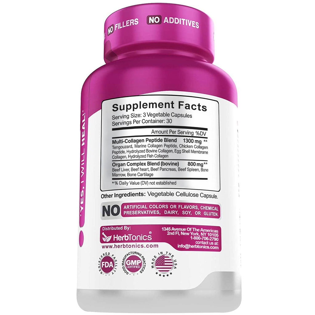 Herbtonics Multi Collagen Peptides & Beef Organ Complex - 90 Capsules - image 9