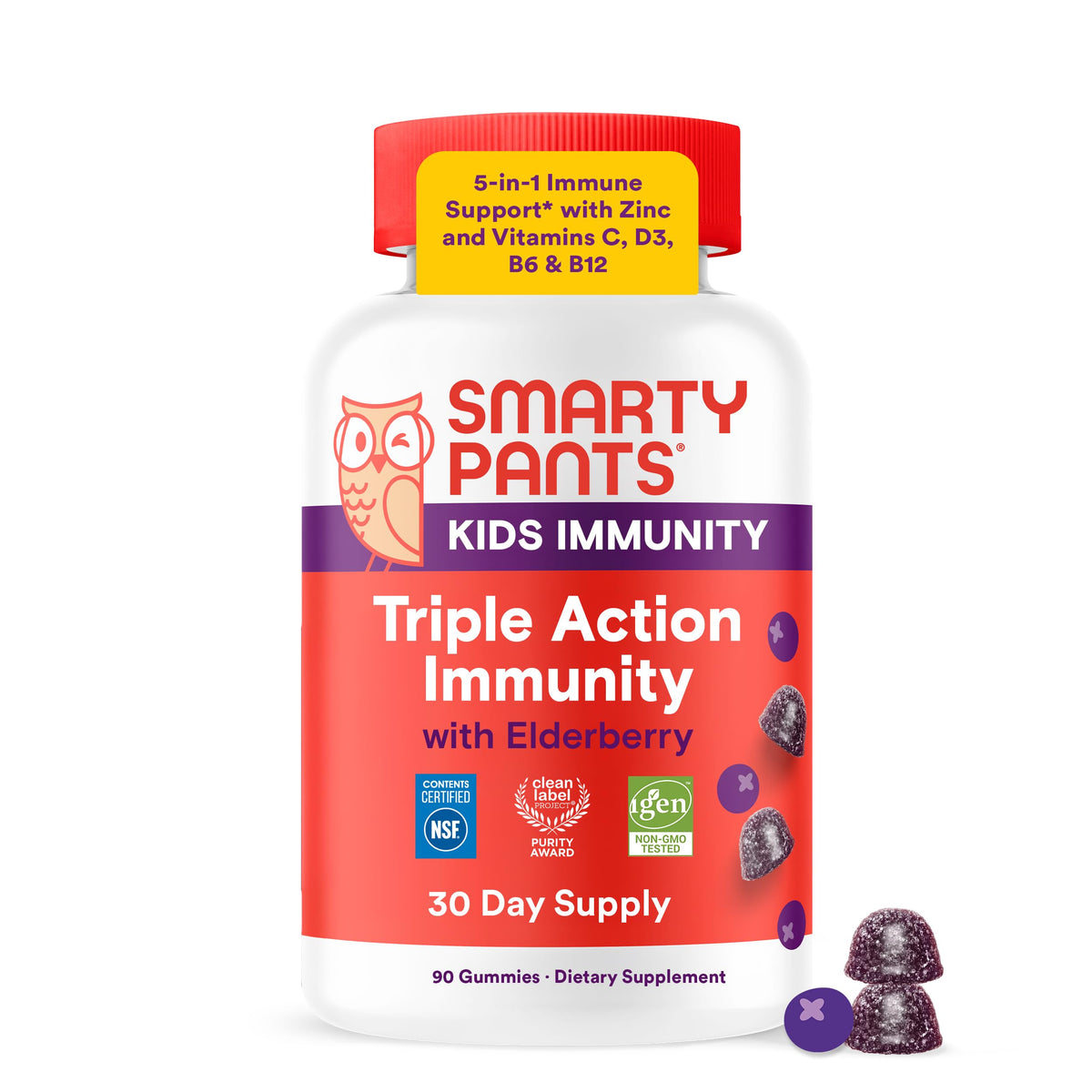 SmartyPants Kid Triple Action Immunity Elderberry Gummies - 60 Ct