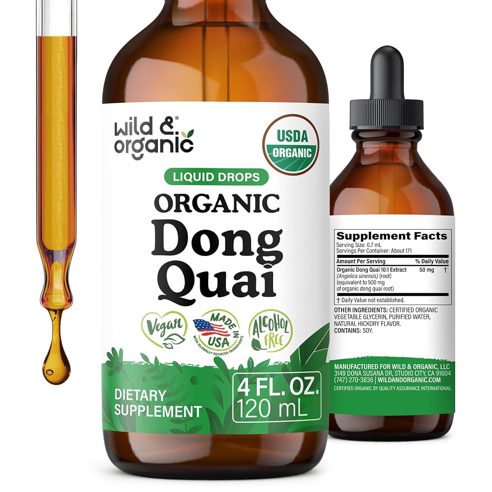 Wild & Organic Dong Quai Supplement for Menopause Support - 4 fl oz