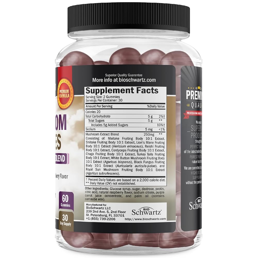 BioSchwartz Mushroom Gummies for Mood and Focus - 60 Count - image 7