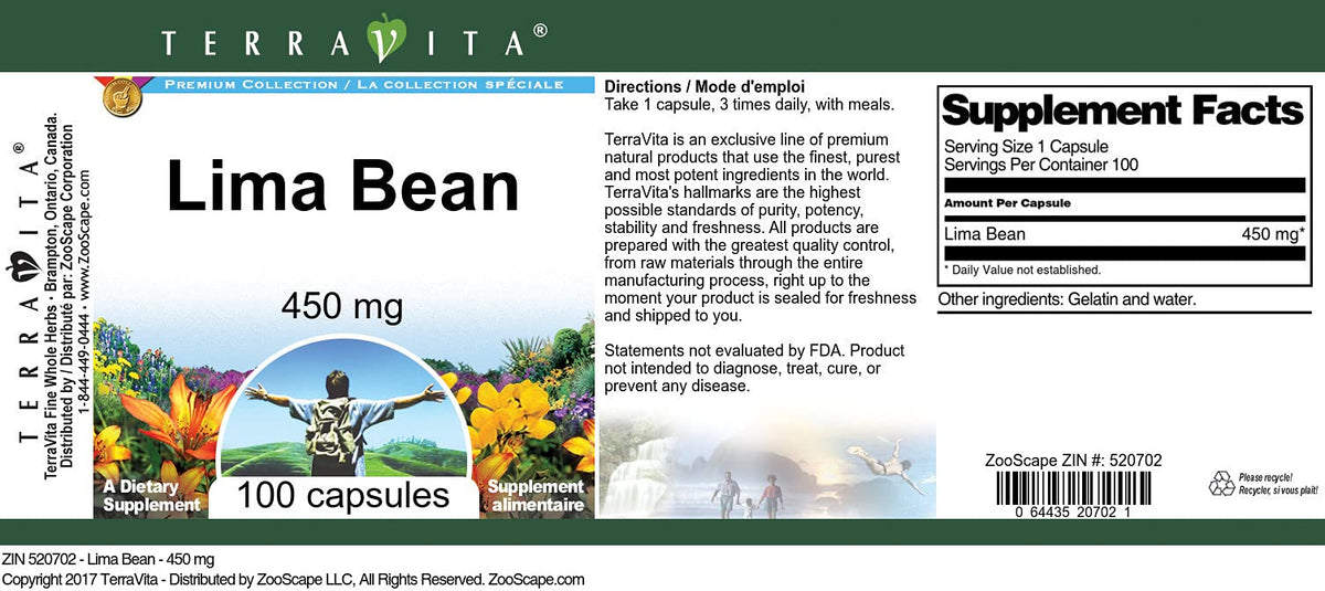 Terravita Lima Bean 450 mg - 300 Capsules (3 Pack) - image 3