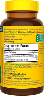Nature Made Vitamin D3 2000 IU with Calcium - 100 Tablets - image 2