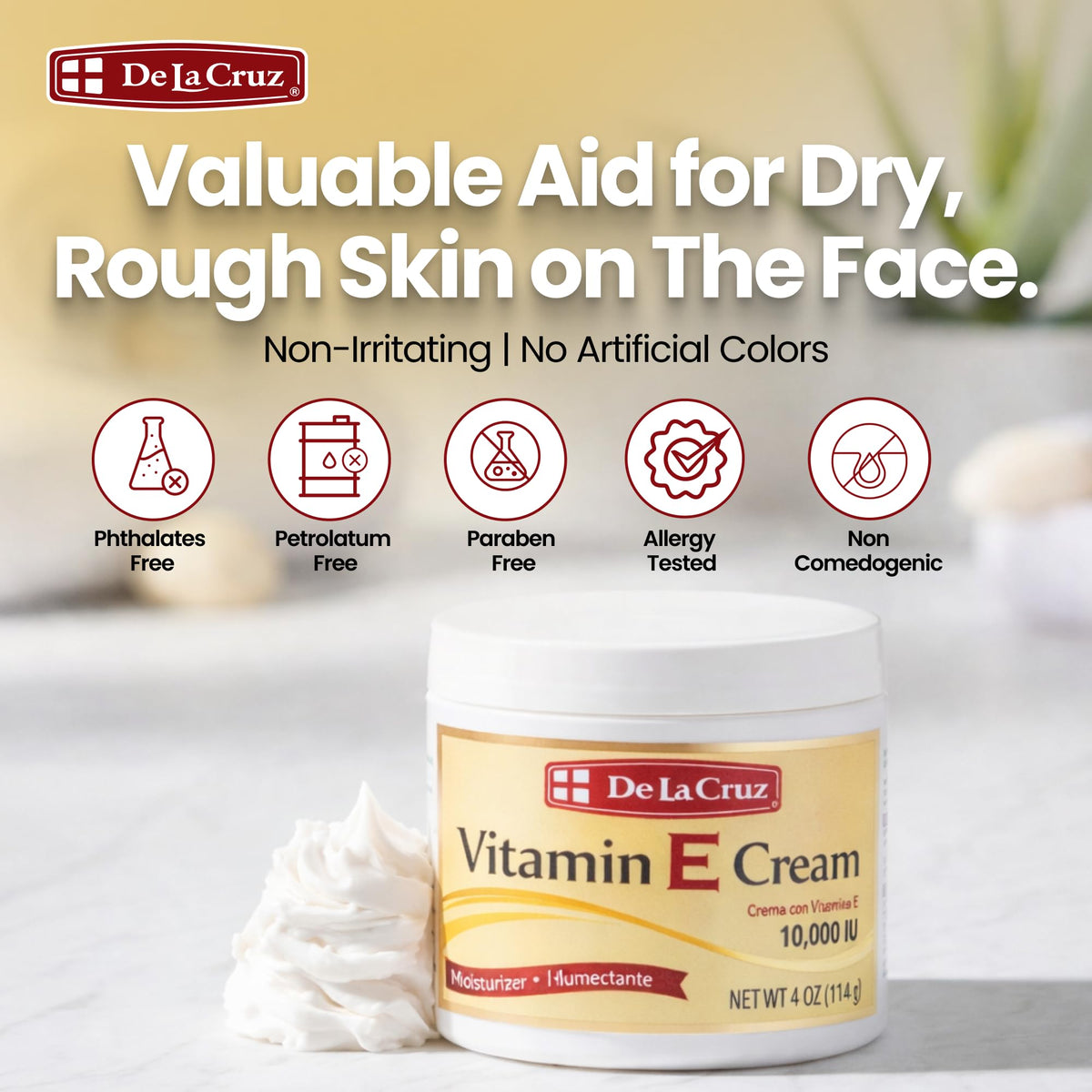 De La Cruz Vitamin E Cream Moisturizer for Face and Neck - 4 oz - image 4