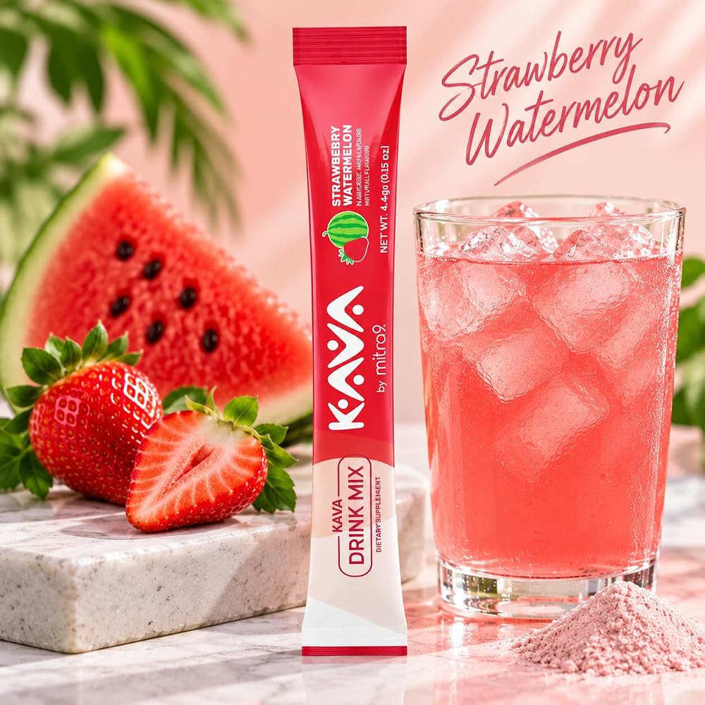 Mitra9 Kava Drink Mix Strawberry Watermelon for Relaxation - 5 Stick Packs - image 3