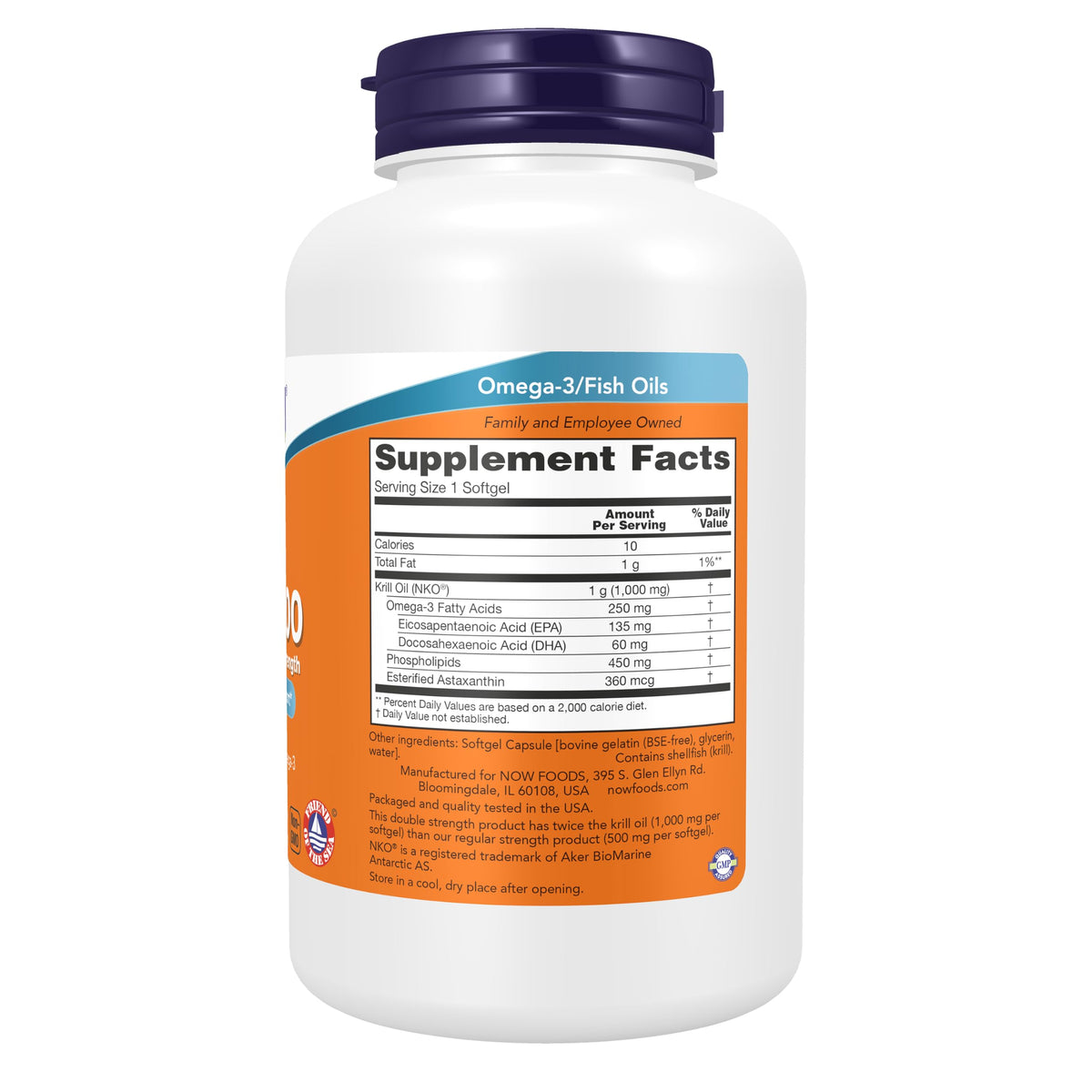 NOW Supplements Krill 1000 mg Omega-3 - 120 Softgels - image 2