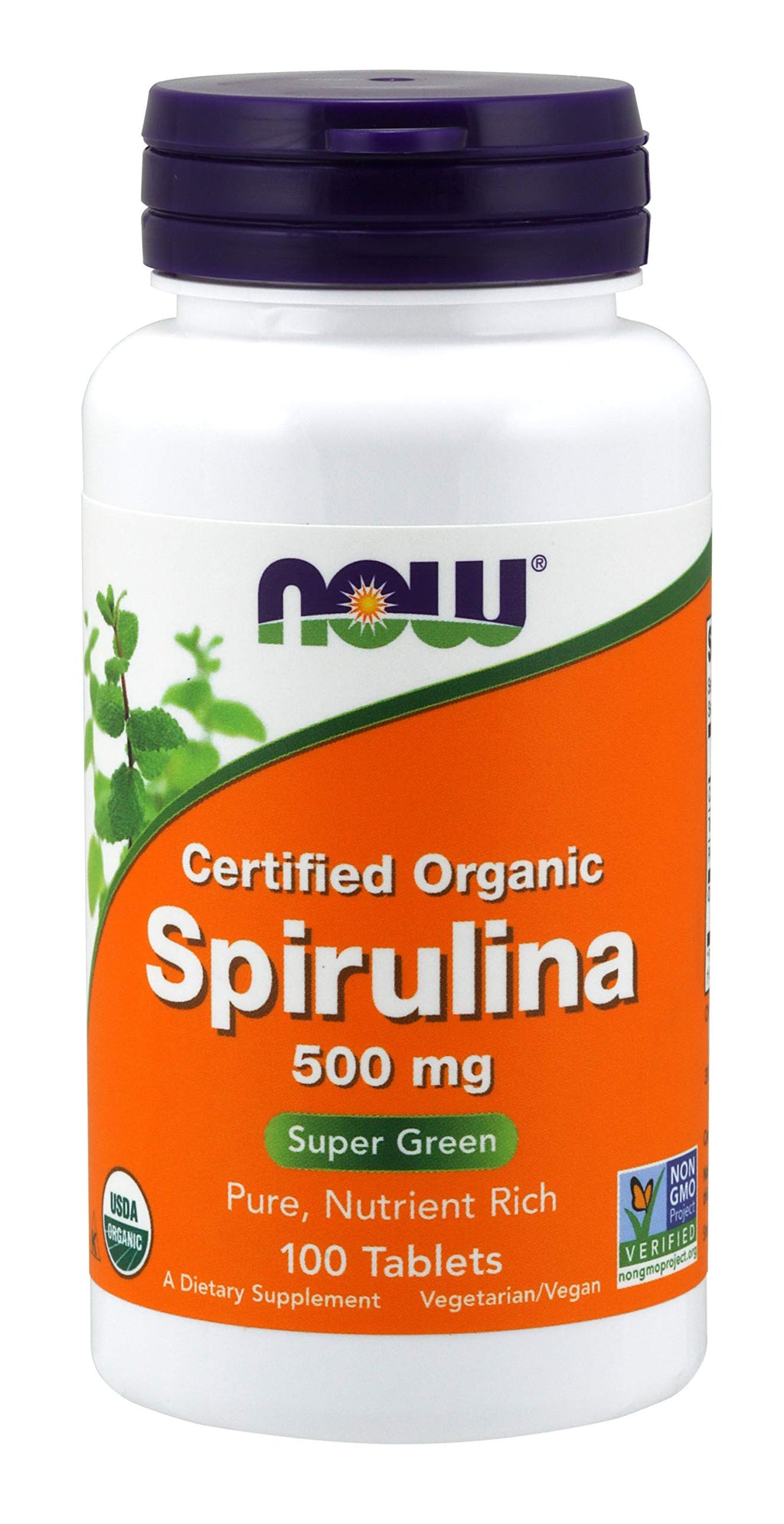 NOW Foods Spirulina 500 mg Organic - 100 Tablets (2 Pack)