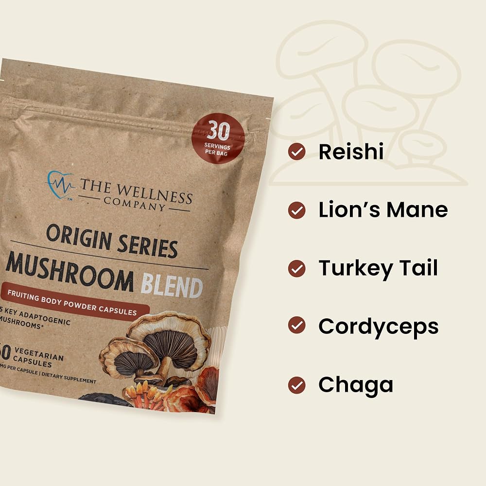The Wellness Company Mushroom Blend 5-Mushroom Immune Support - 60 Capsules - image 3