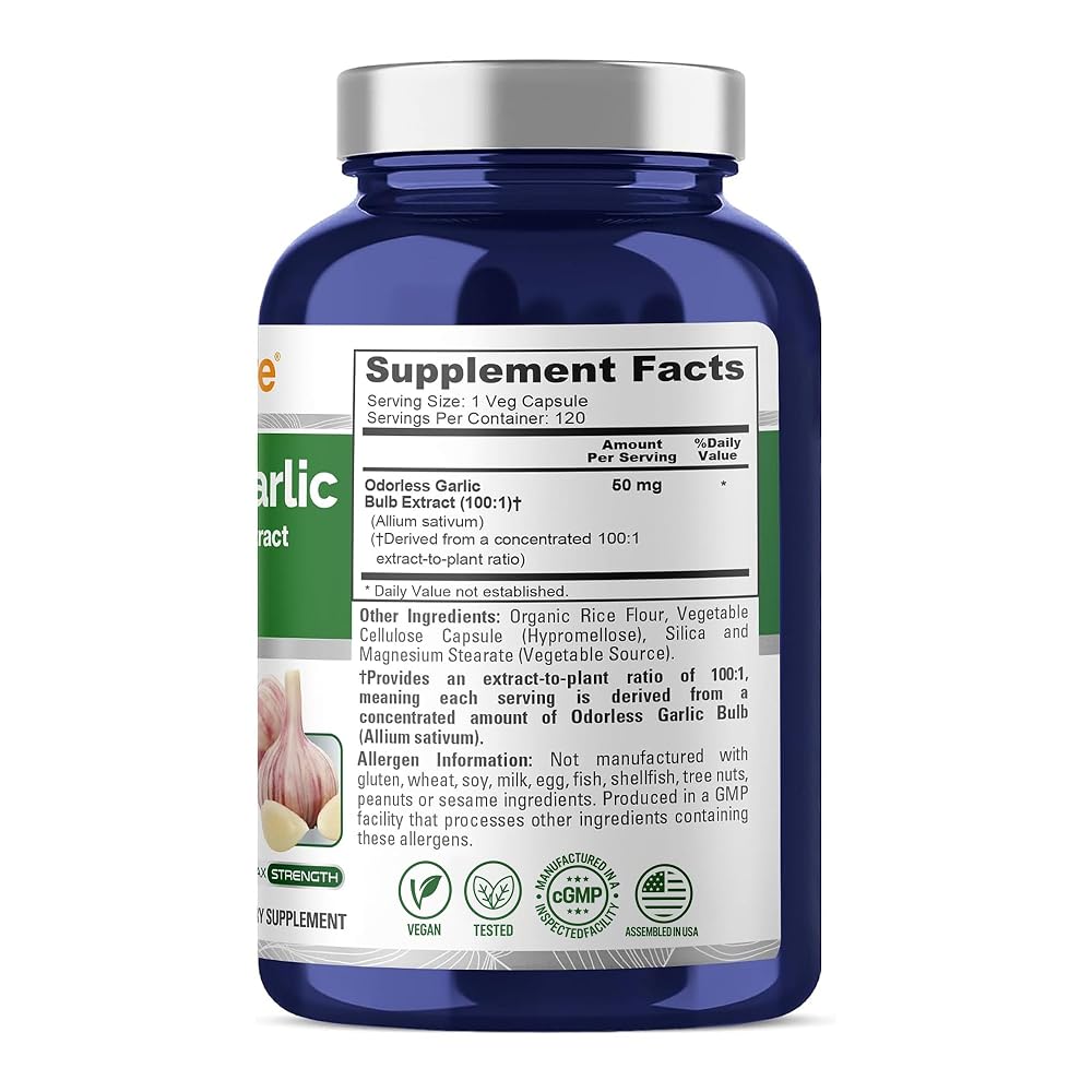 NusaPure Odorless Garlic 50mg - 120 Vegetarian Capsules - image 3