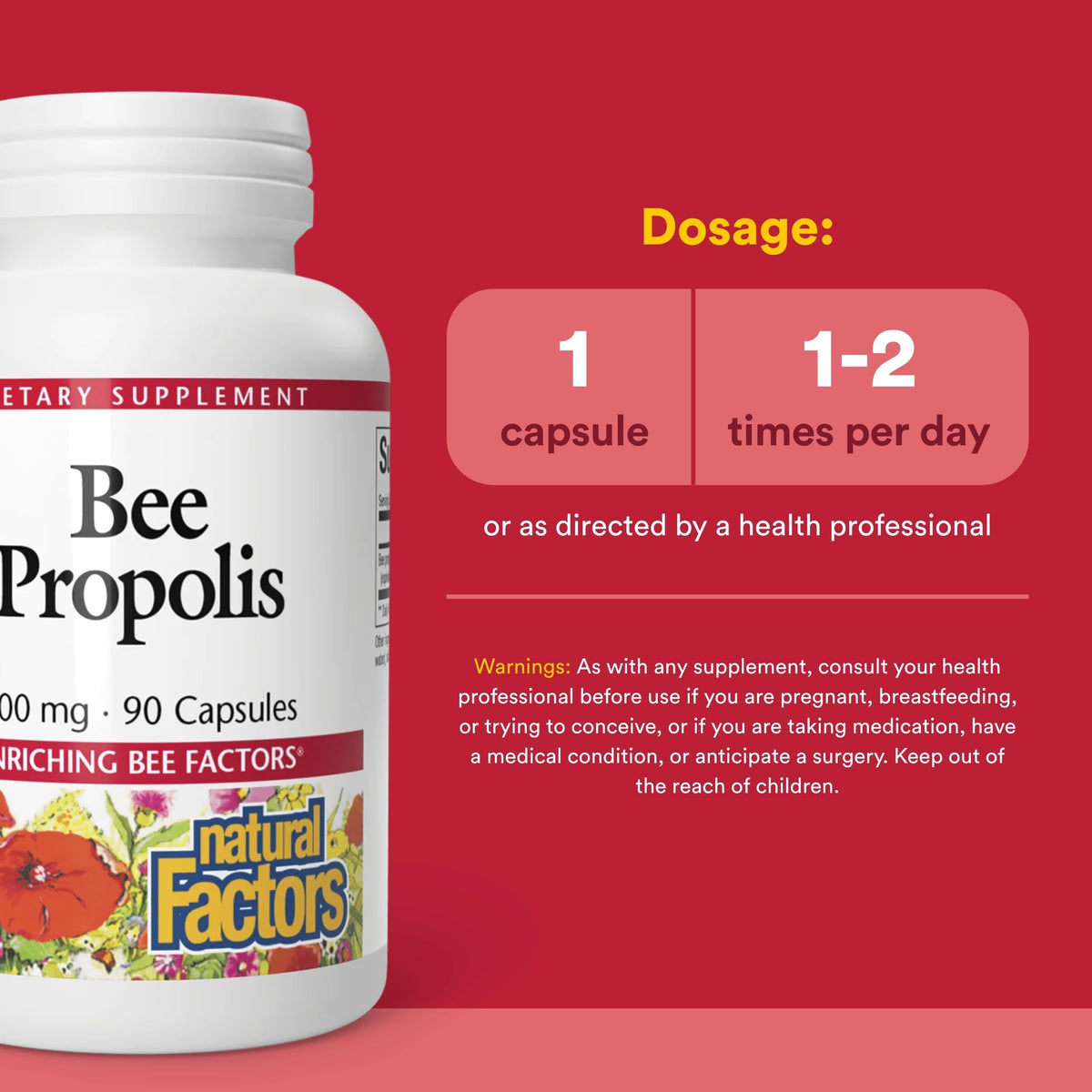 Natural Factors Bee Propolis Extract 500 mg Immune Support - 90 Capsules - image 3