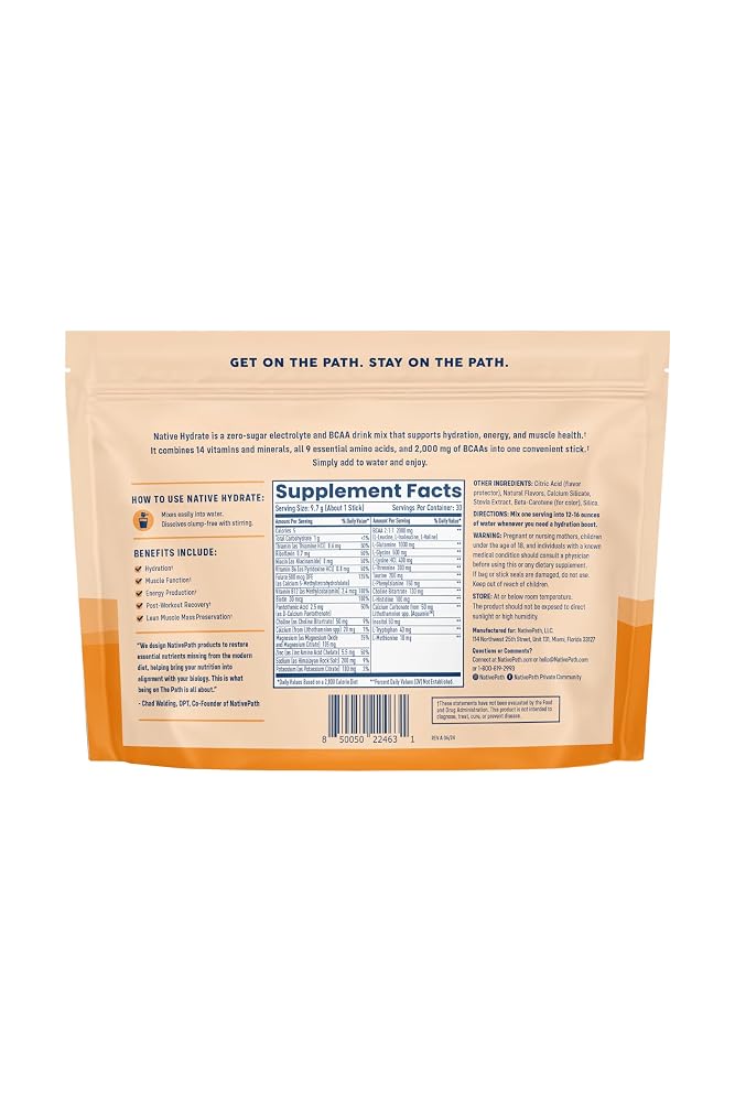 NativePath Hydrate Electrolyte Stick Packs Tangerine - 30 Count - image 6