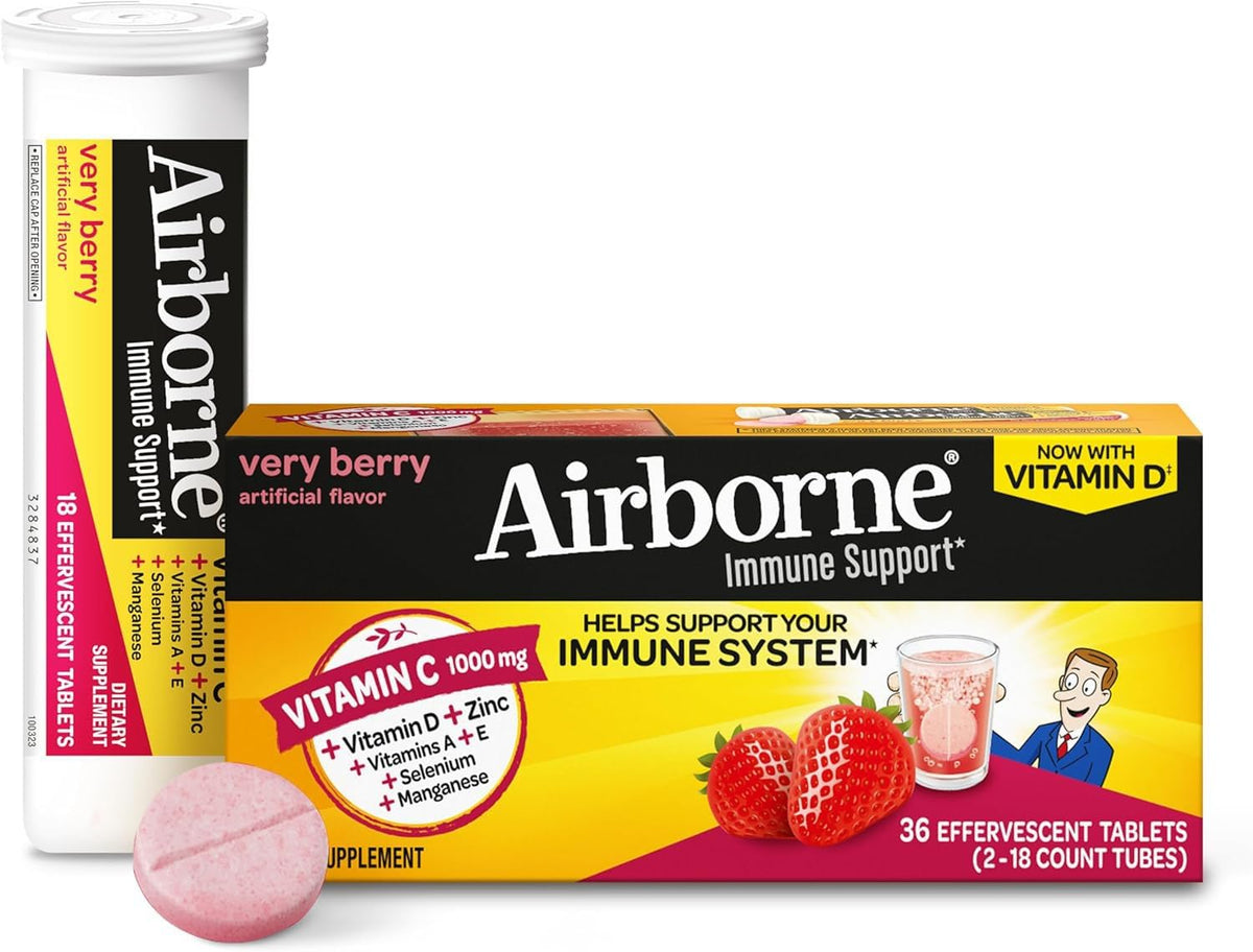 Airborne Vitamin C 1000mg Immune Support Effervescent Tablets - 36 Count