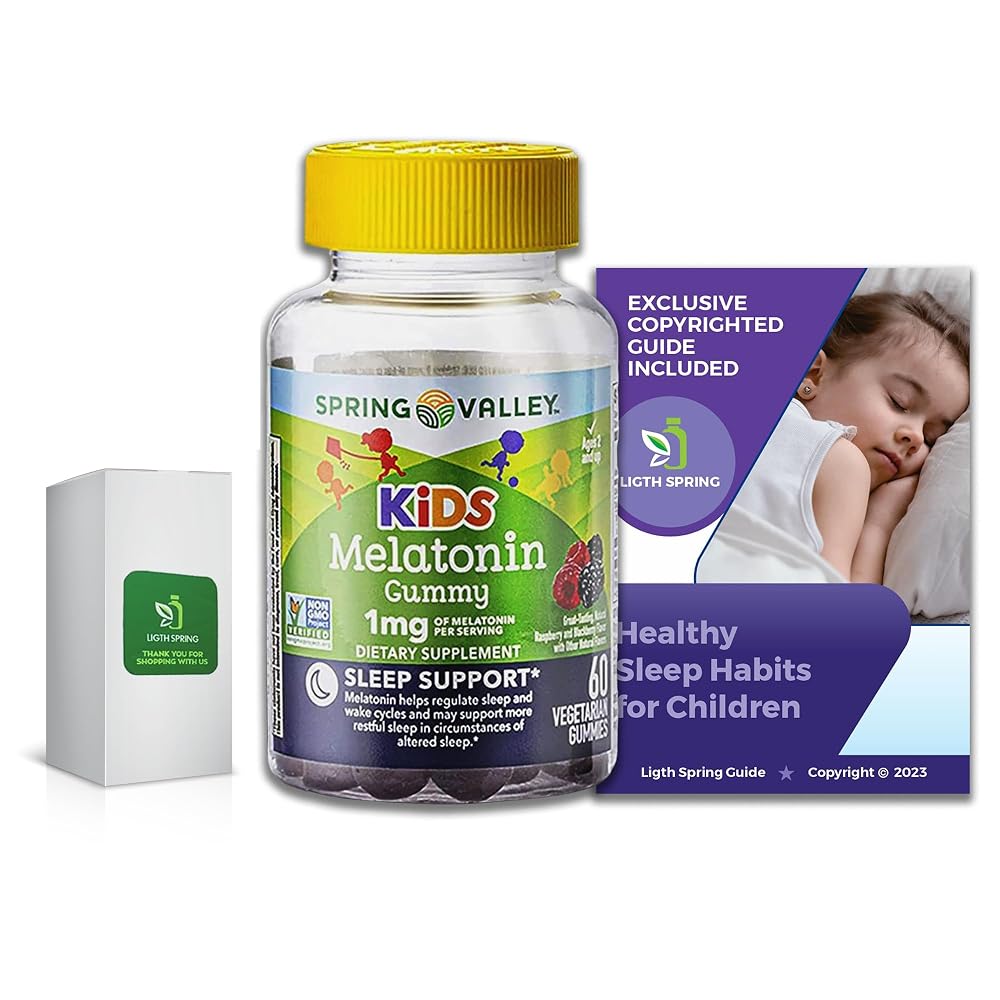LightSpring Vegetarian Melatonin Gummies for Kids Sleep Support - 60 Count