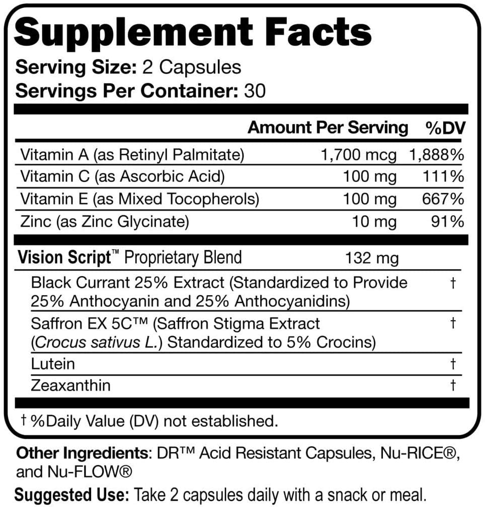 Script Essentials Vision Script Saffron Lutein Zeaxanthin Eye Health - image 2