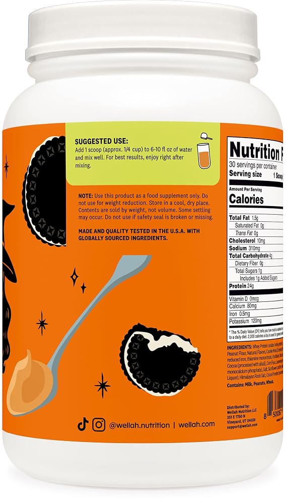 Wellah Grass-Fed Whey Protein Isolate Powder Peanut Butter Cookie - 30 Servings - image 3