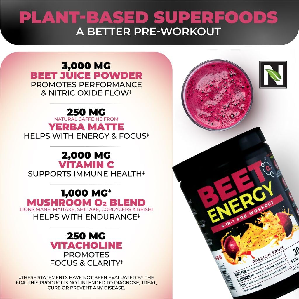 Nutrology Beet Energy O2 Pre Workout Powder Passion Fruit - 30 Servings - image 5