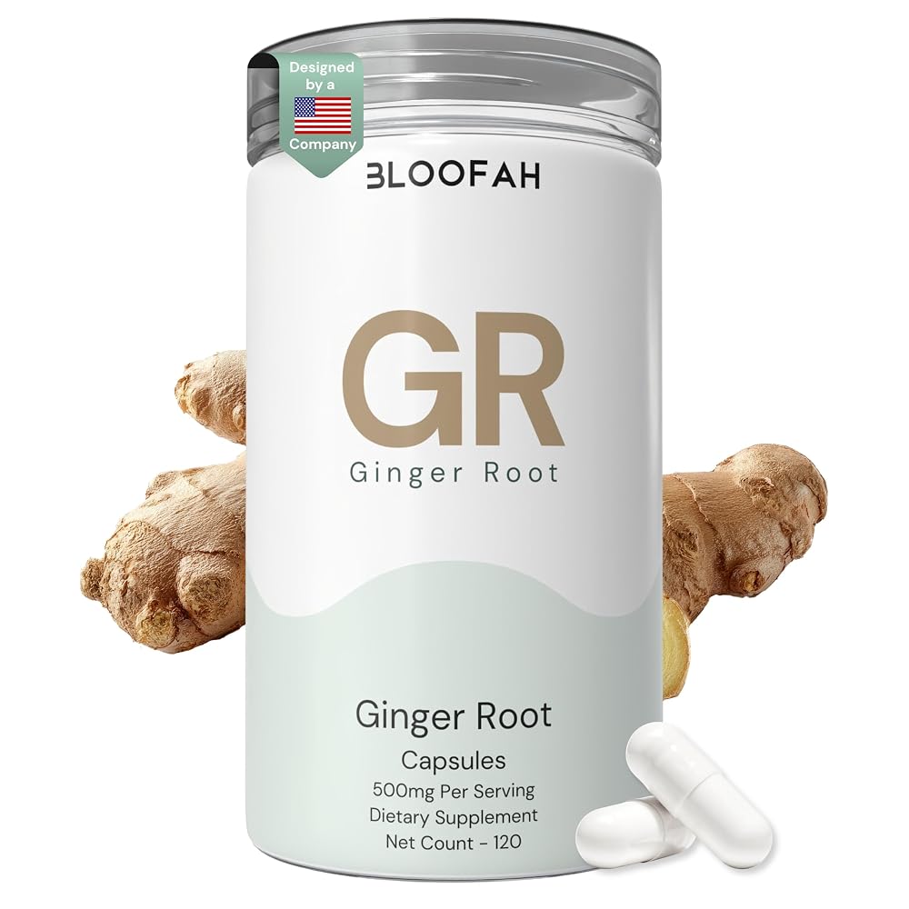Bloofah Ginger Root 500mg 10:1 Extract Capsules - 120 Count