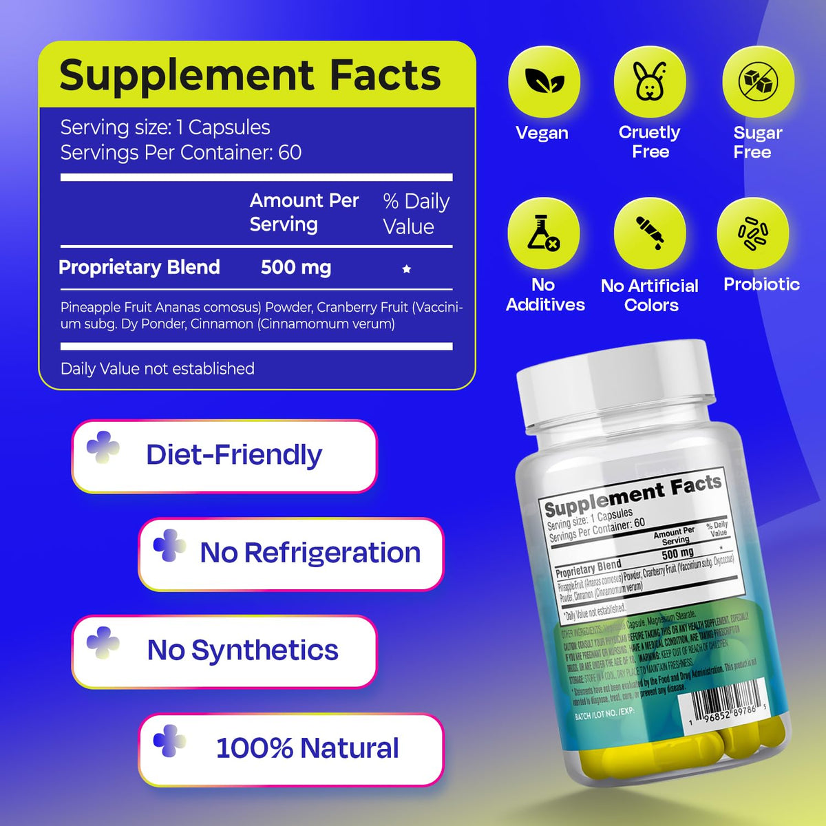 TASTE THE SWEET SPOT Pineapple Probiotics for Men - 60 Capsules - image 4