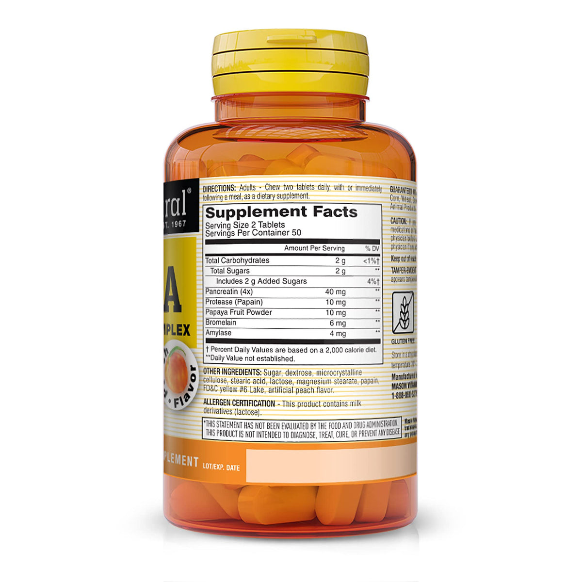 MASON NATURAL Papaya Digestive Enzyme Complex - 300 Chewables - image 2
