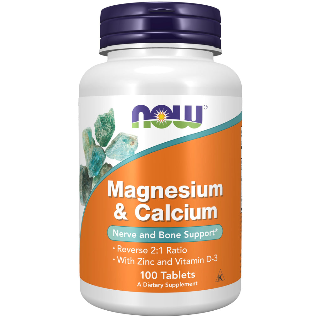 NOW Magnesium & Calcium with Vitamin D3 and Zinc - 100 Tablets