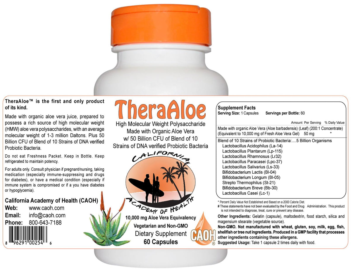California Academy of Health TheraAloe 200X Aloe Vera - 60 Softgels - image 2