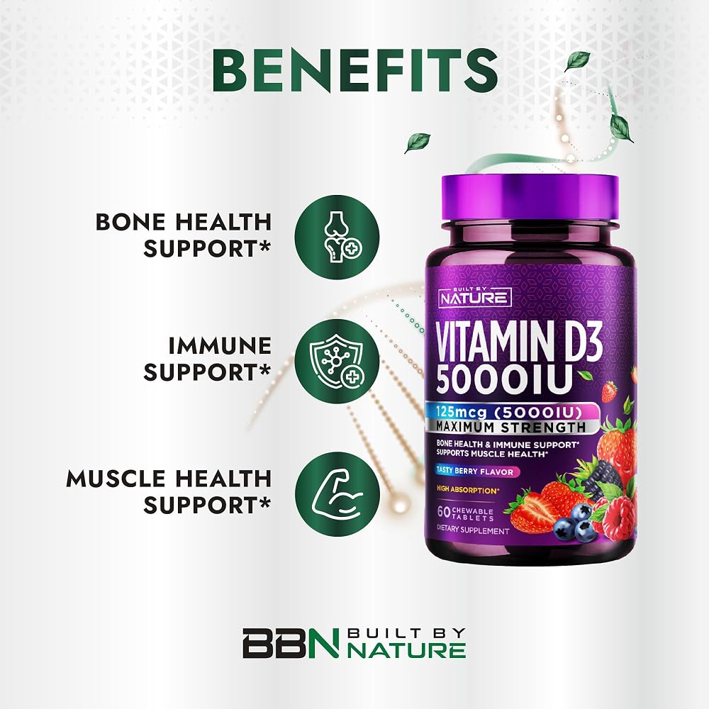 Built by Nature Chewable Vitamin D3 5000 IU - 60 Tablets - image 4