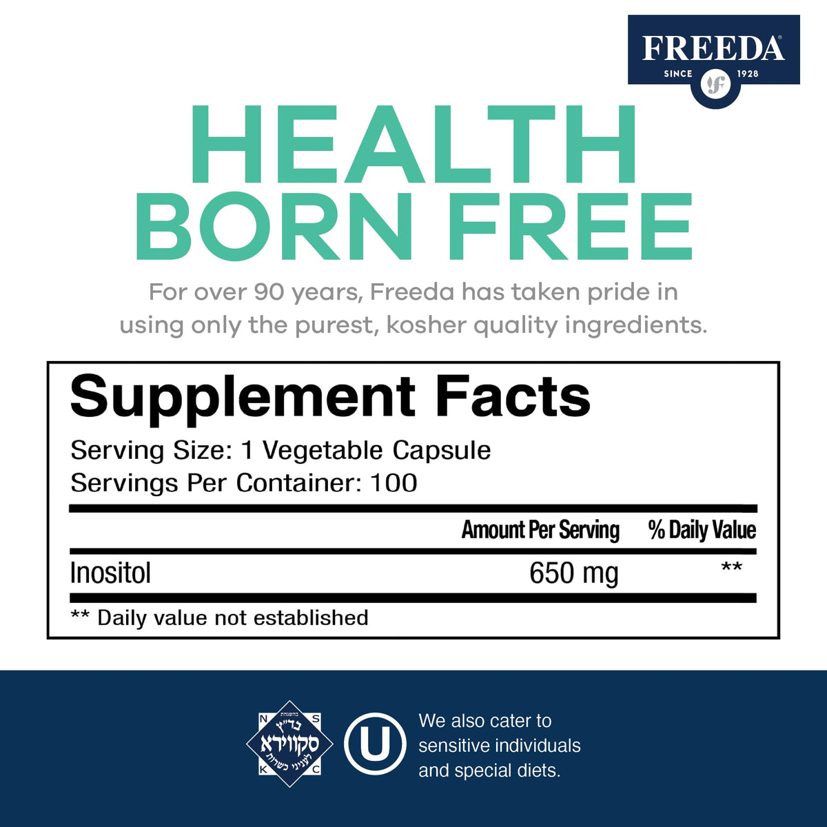 FREEDA Pure Myo-Inositol Supplement 650mg - 16 Ounce Powder - image 3