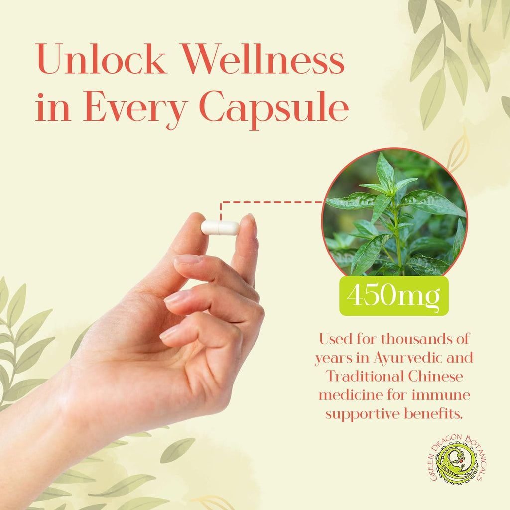 Green Dragon Botanicals Andrographis 450 mg - 100 Vegetarian Capsules - image 3