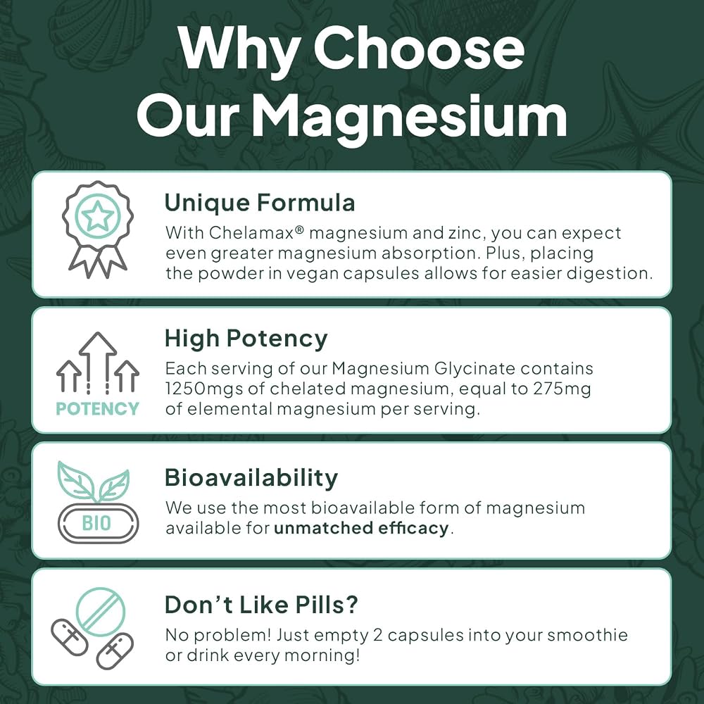 Organics Ocean Pure Magnesium Glycinate with Zinc - Maximum Strength