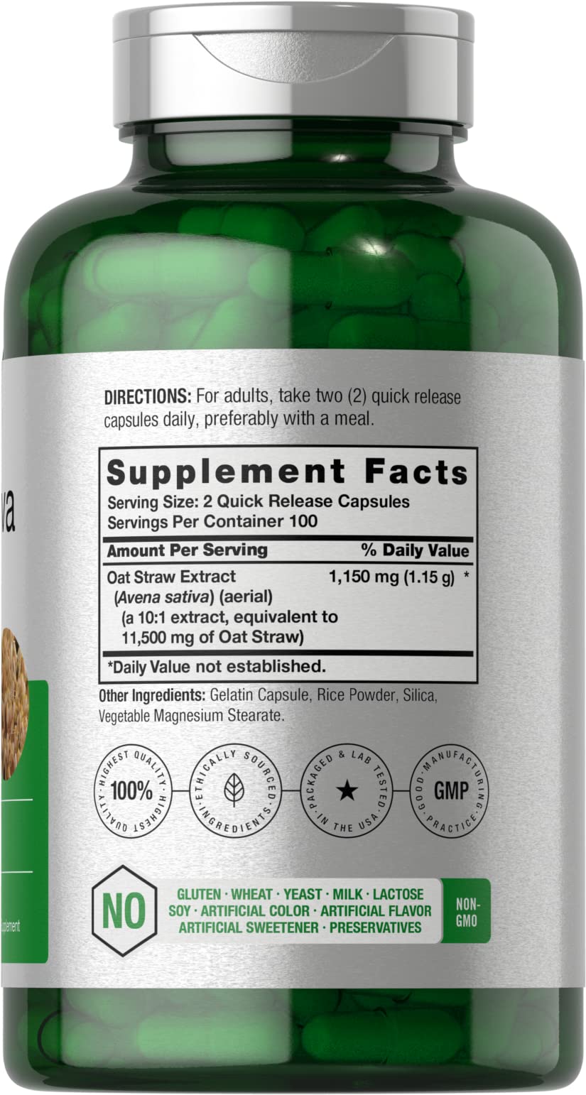Horbäach Avena Sativa Extract Oat Straw - 200 Capsules - image 2