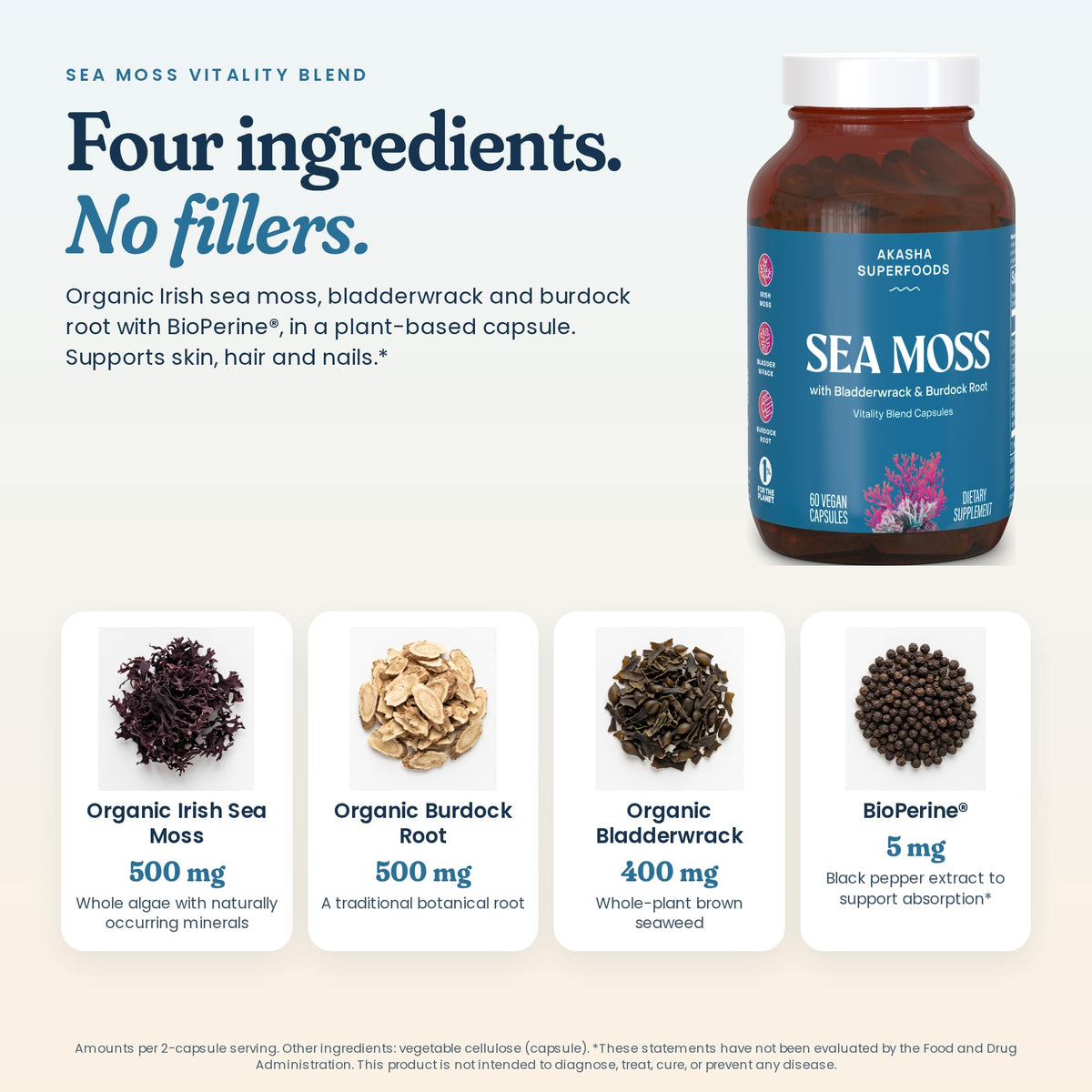 Akasha Superfoods Sea Moss Capsules with Bladderwrack & Burdock - 60ct - image 2