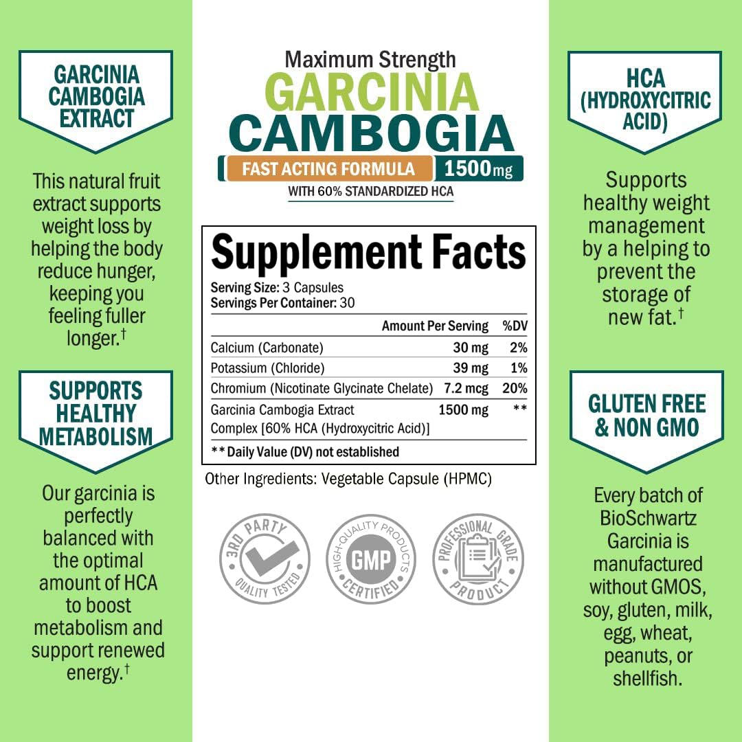 BioSchwartz Garcinia Cambogia Weight Loss Pills - Maximum Strength