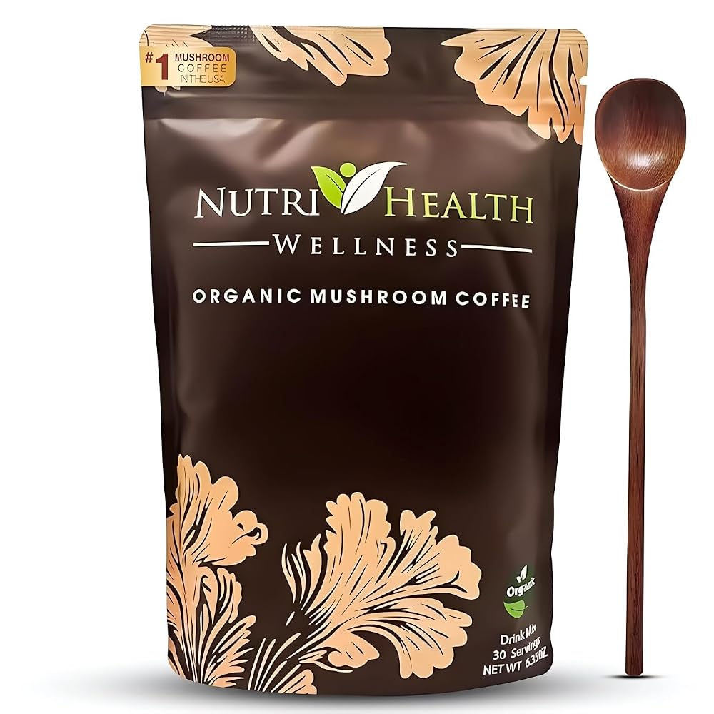 NUTRI HEALTH WELLNESS Organic Mushroom Coffee with 6 Adaptogens - 30 Servings - image 2