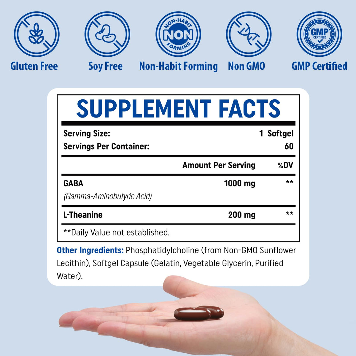 Genogna GABA with L-Theanine Supplement 1200mg - High Bioavailable