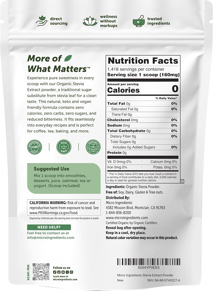 Micro Ingredients Pure Organic Stevia Powder - image 10