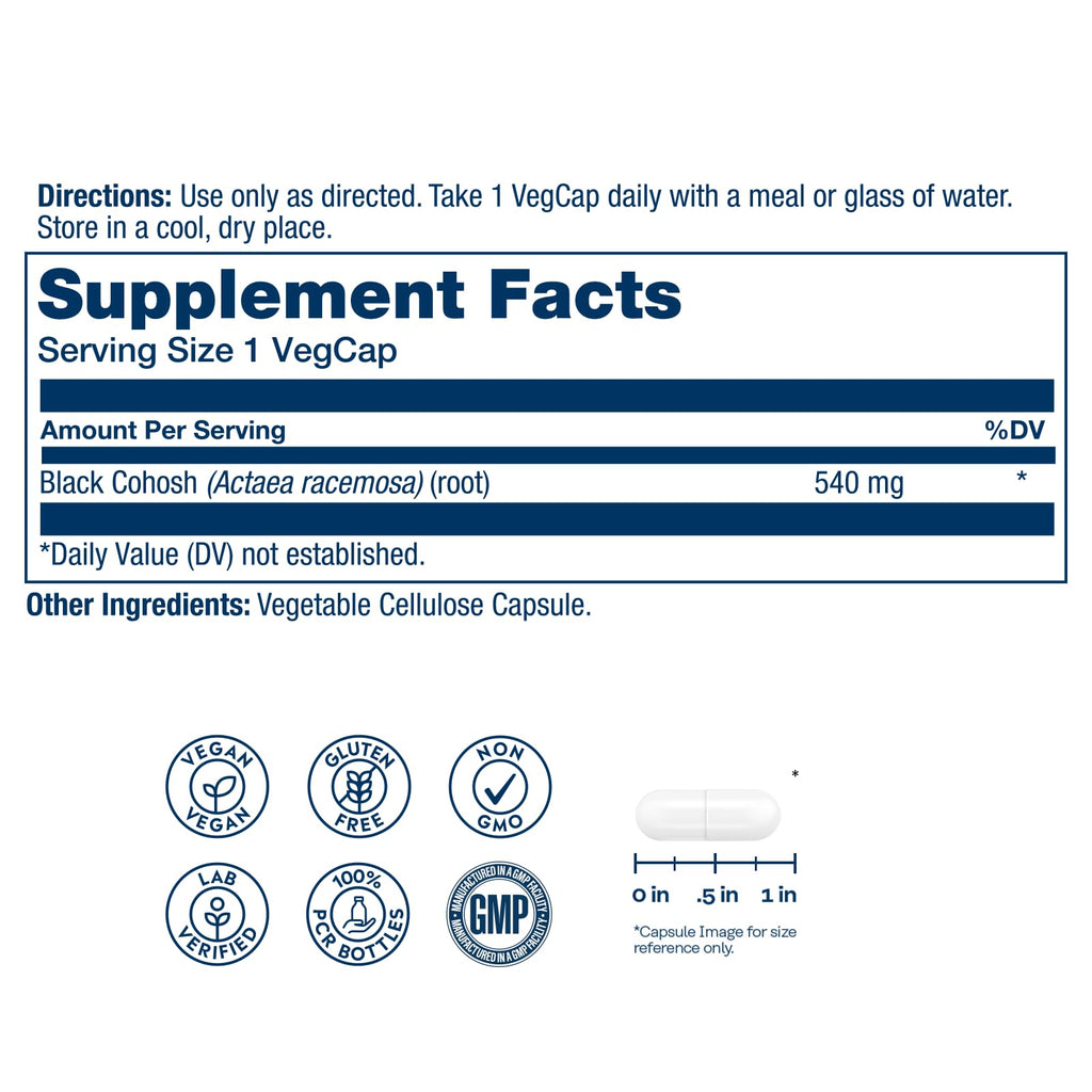 SOLARAY Black Cohosh 540 mg Womens Health Support - 100 Vegetarian Capsules - image 2