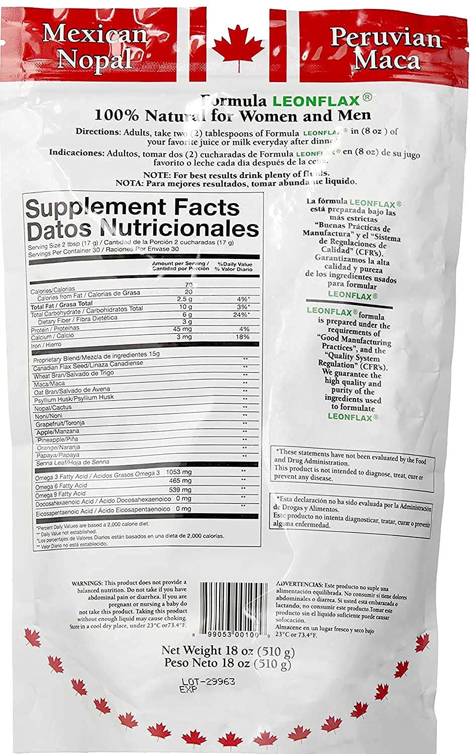 Leonflax 100% Canadian Flax Seed Powder - 18 Oz - image 2