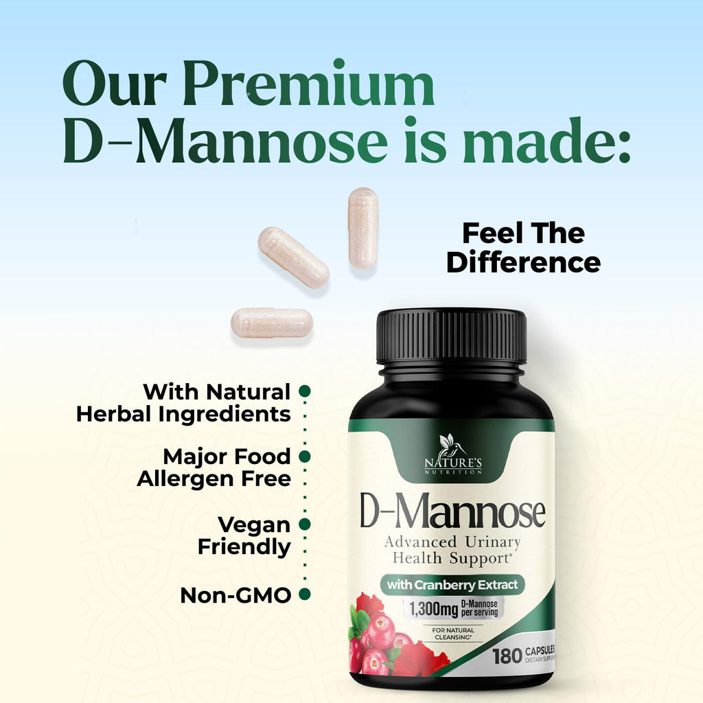 Nature's Nutrition D-Mannose 1000mg Per Serving - Cranberry