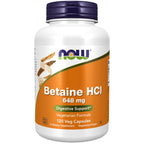 NOW Supplements Betaine HCl 648 mg Digestive Support - 120 Vegetarian Capsules