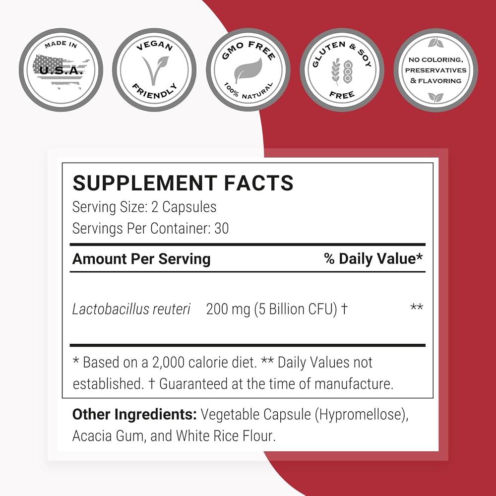 Supersmart Lactobacillus Reuteri 5 Billion CFU Probiotic - 180 Capsules - image 4