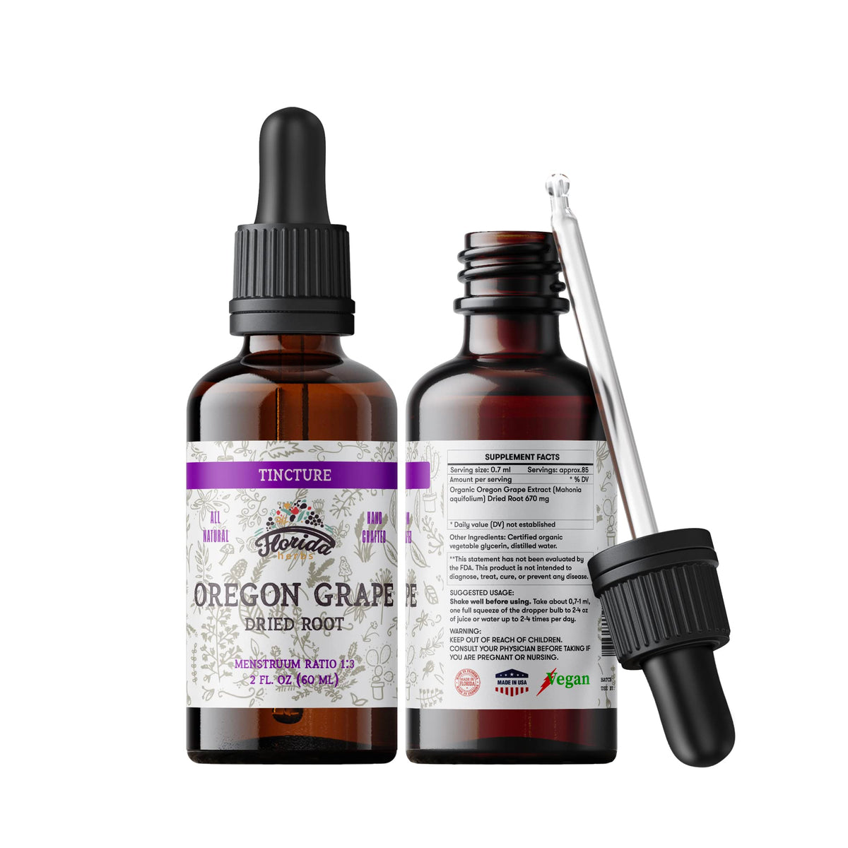 FLORIDA HERBS Oregon Grape Tincture Organic Extract - 2 oz - image 6